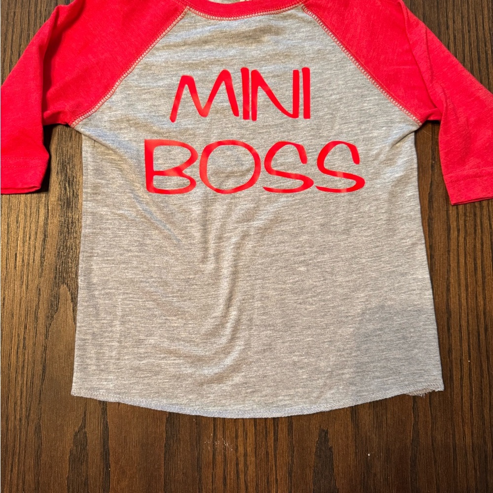 Rabbit Skins Red and Gray Mini Boss Long Sleeve Tee - Picture 2 of 5